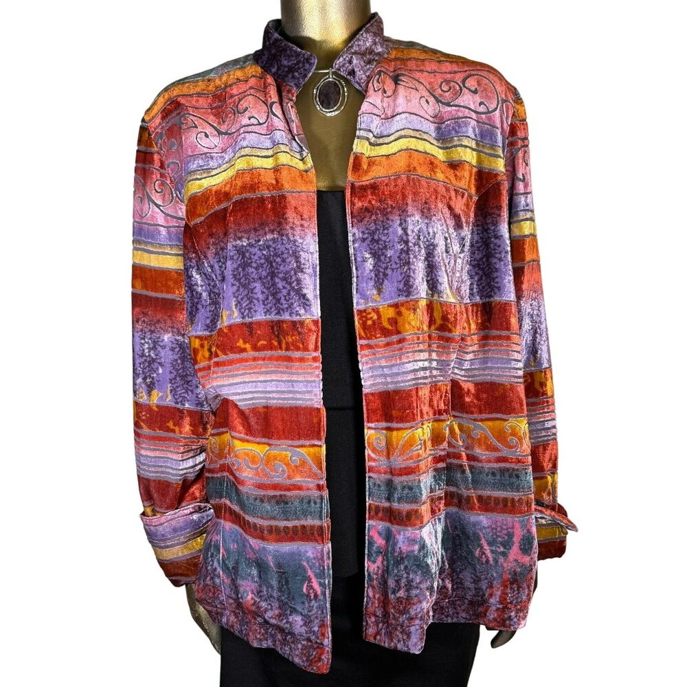 Vintage Coldwater Creek Jacket Women's Velour Western Hippie Boho 90s Large